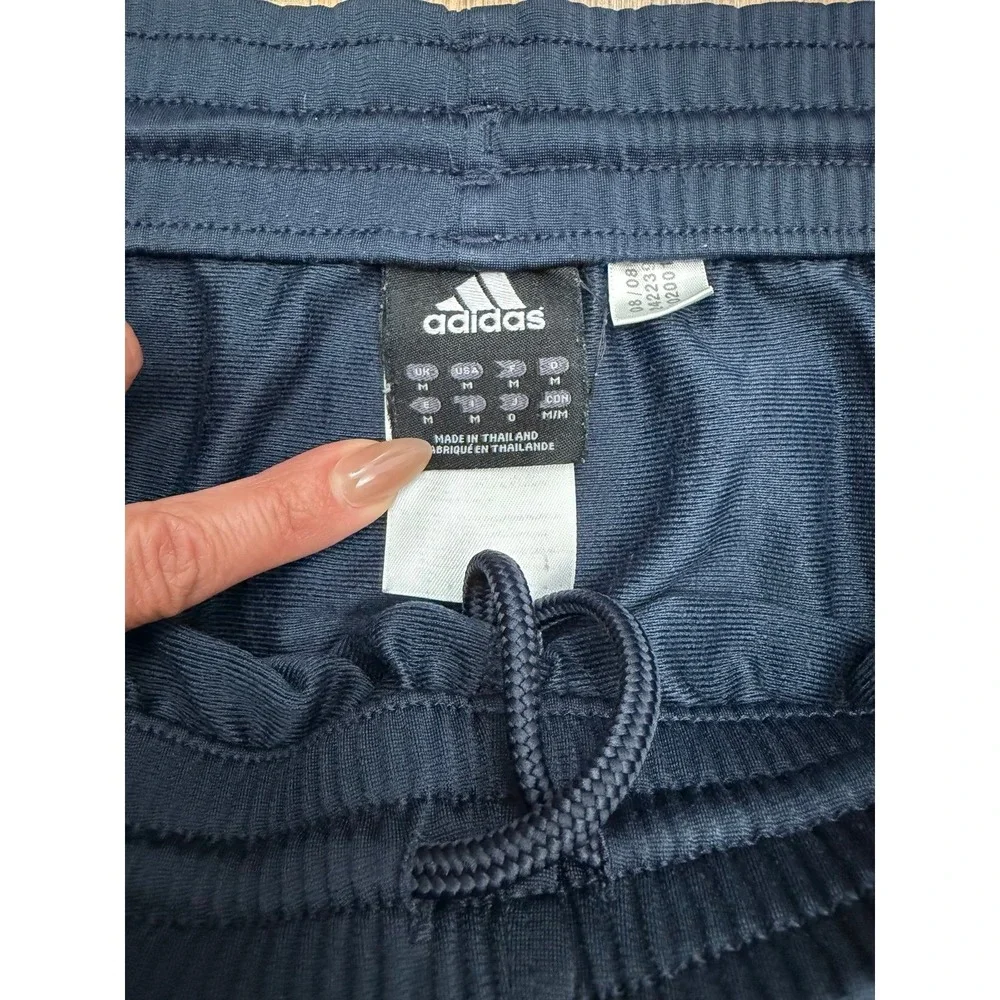 Adidas Men's M Navy Blue 3 Stripe Track Pants Wide Leg Athletic Y2K Style